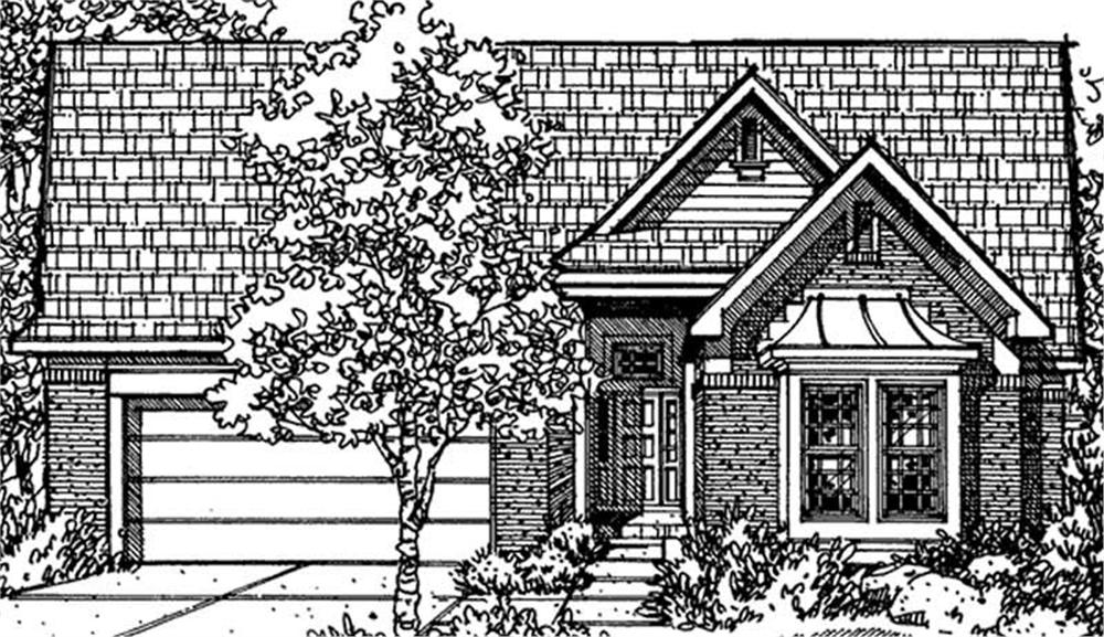 Front view of Cottage home (ThePlanCollection: House Plan #146-1975)