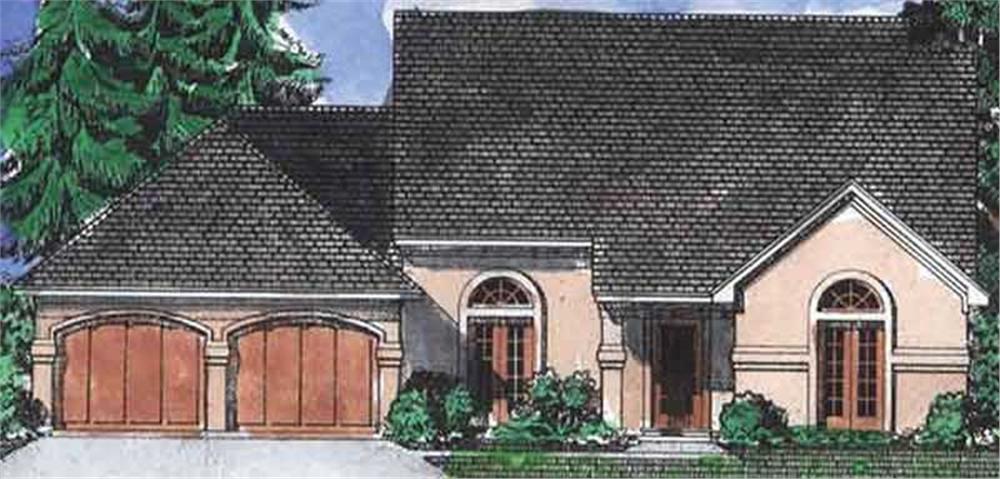 Front view of European home (ThePlanCollection: House Plan #146-1987)
