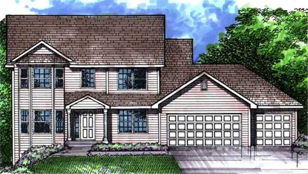 Front view of Colonial home (ThePlanCollection: House Plan #146-1994)
