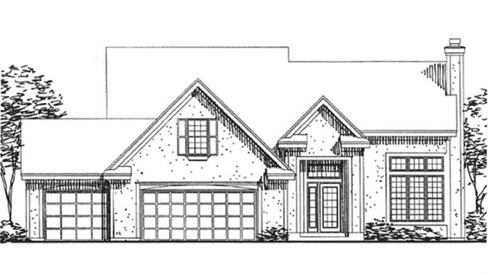 Front view of European home (ThePlanCollection: House Plan #146-1998)