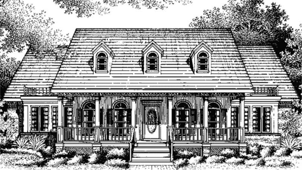Front view of Colonial home (ThePlanCollection: House Plan #146-2006)