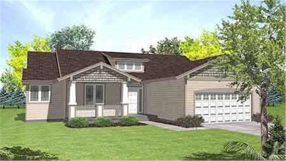 Front view of Bungalow home (ThePlanCollection: House Plan #146-2037)