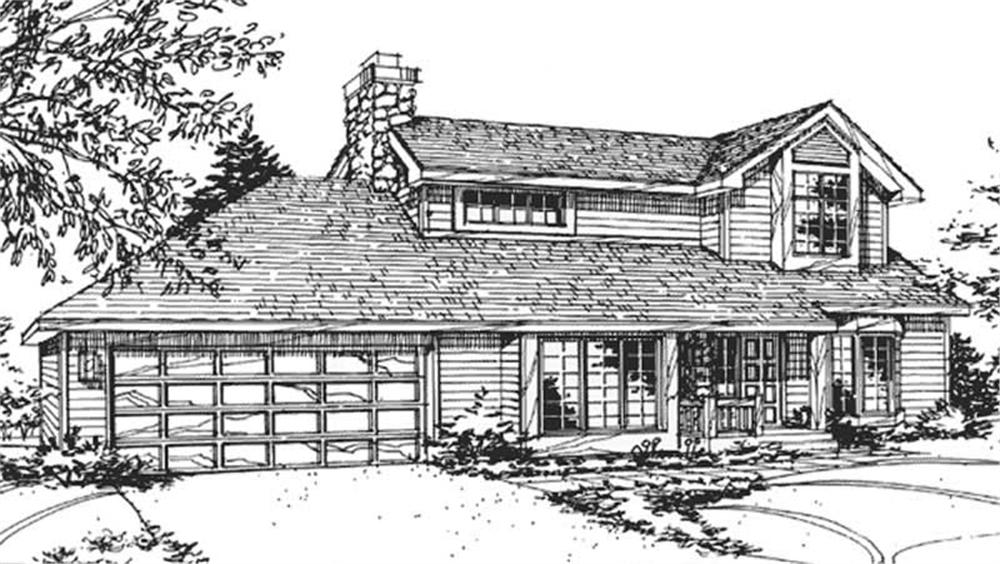 Front view of Country home (ThePlanCollection: House Plan #146-2043)