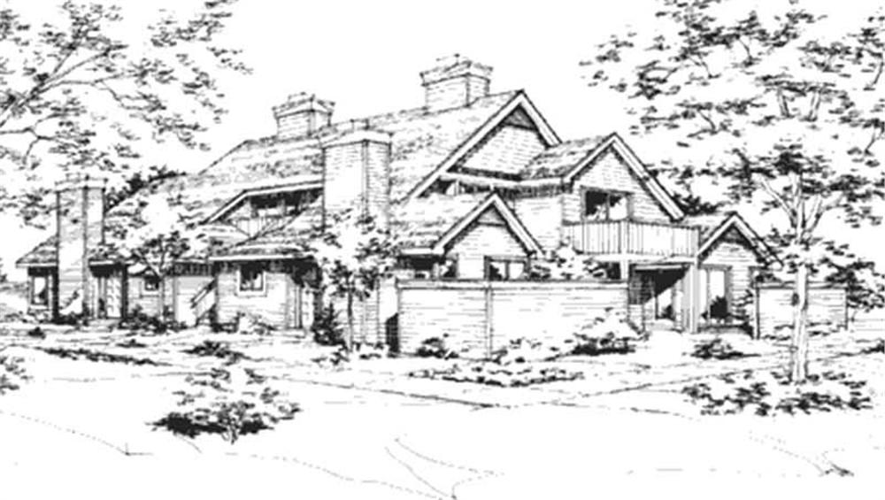 Front view of Duplex/Multi-Unit home (ThePlanCollection: House Plan #146-2055)