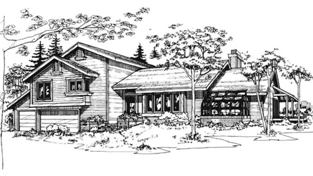 Front view of Contemporary home (ThePlanCollection: House Plan #146-2061)