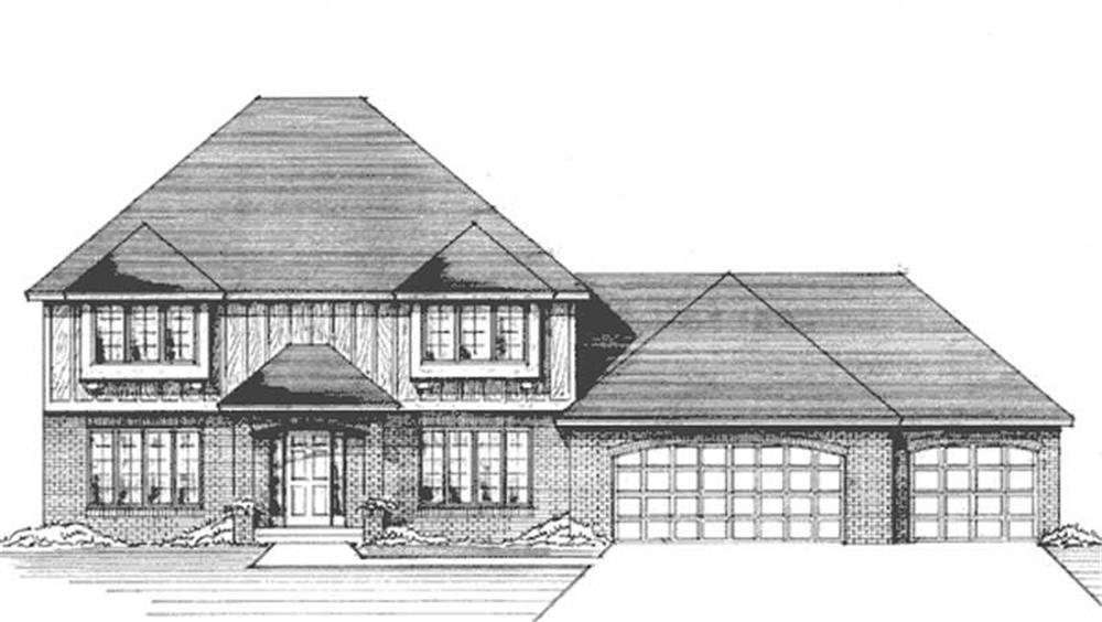 Front view of European home (ThePlanCollection: House Plan #146-2086)