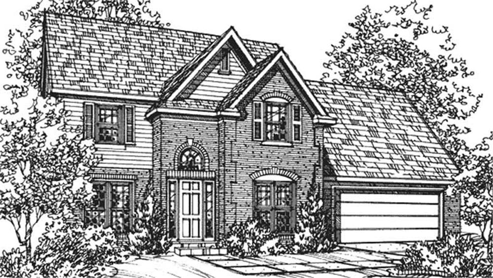 Front view of European home (ThePlanCollection: House Plan #146-2099)