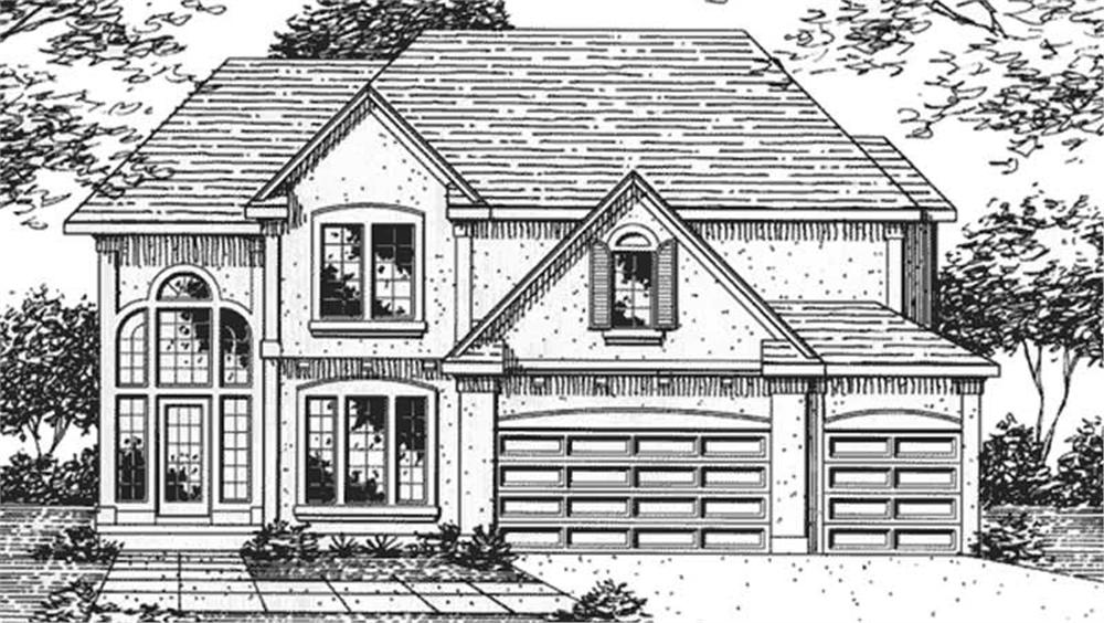Front view of Colonial home (ThePlanCollection: House Plan #146-2110)