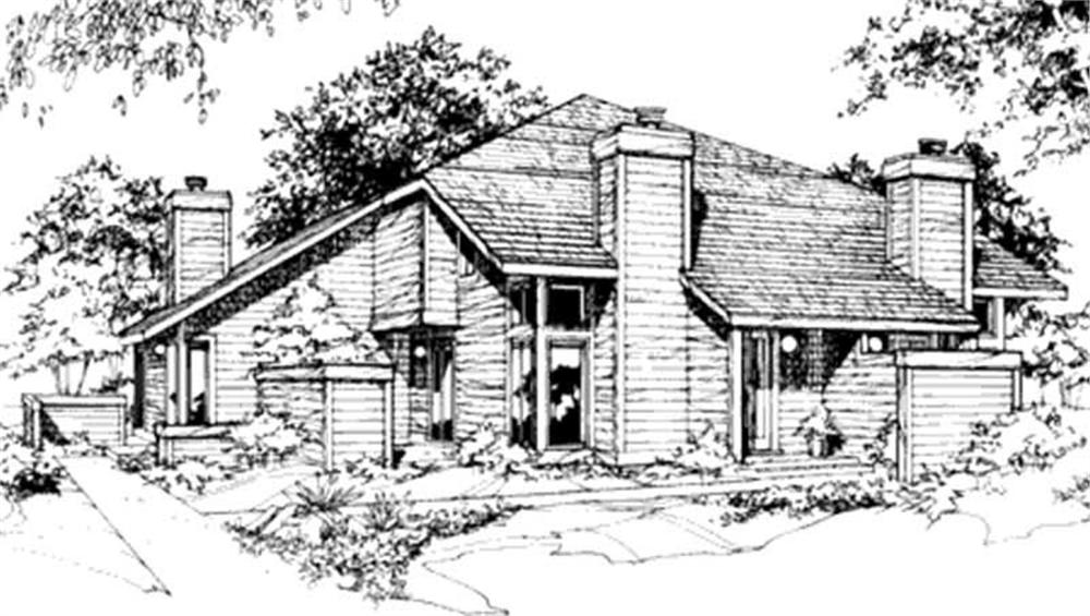 Front view of Duplex/Multi-Unit home (ThePlanCollection: House Plan #146-2116)