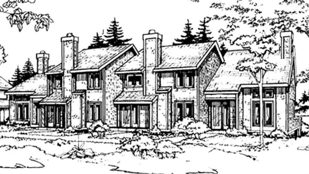 Front view of Duplex/Multi-Unit home (ThePlanCollection: House Plan #146-2118)