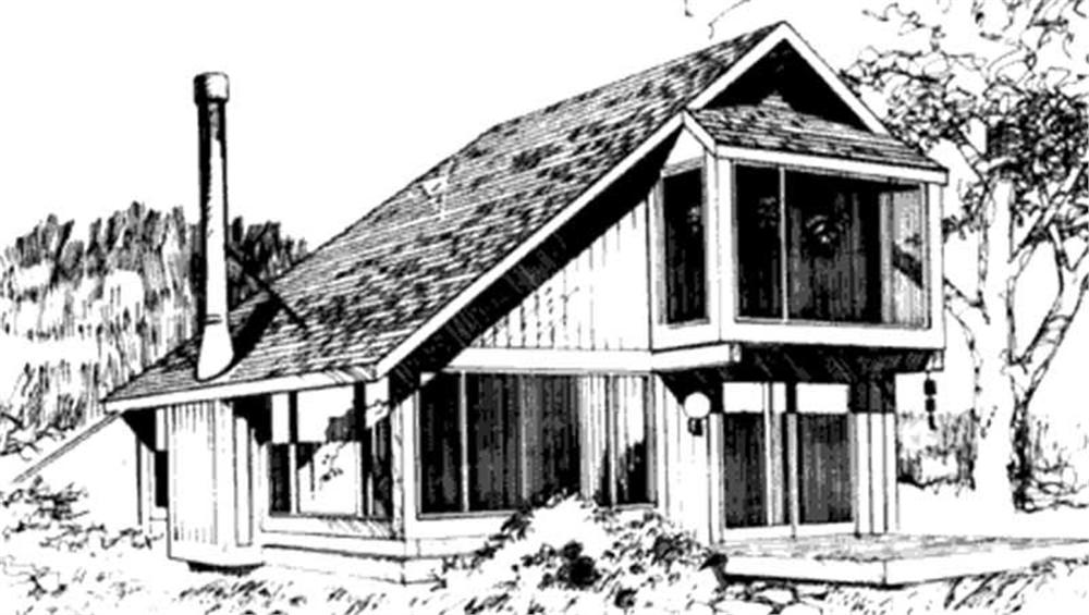 Front view of Log Cabin home (ThePlanCollection: House Plan #146-2123)
