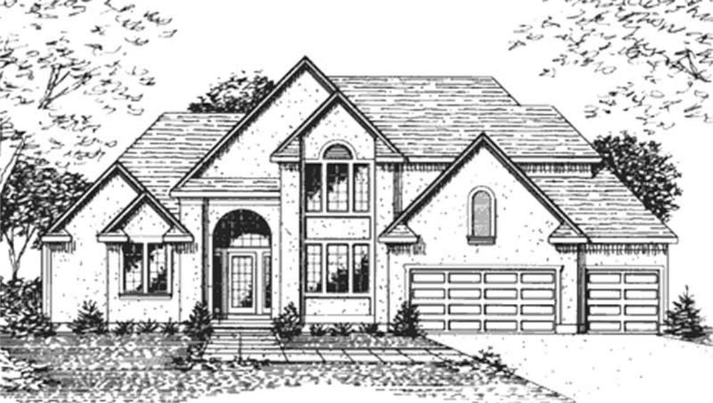 Front view of Colonial home (ThePlanCollection: House Plan #146-2130)