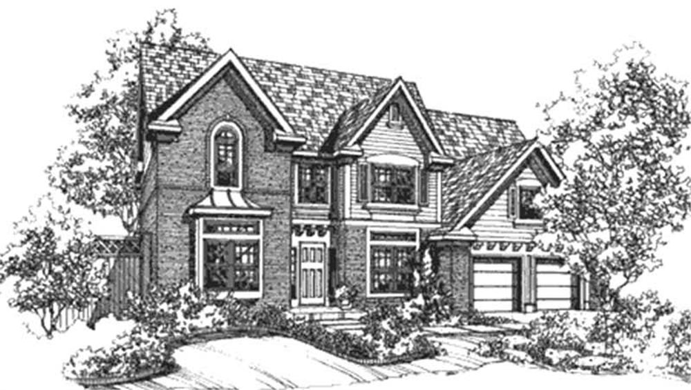 Front view of Colonial home (ThePlanCollection: House Plan #146-2139)