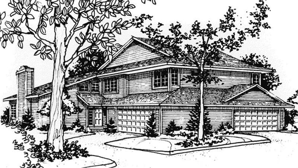 Front view of Duplex/Multi-Unit home (ThePlanCollection: House Plan #146-2140)