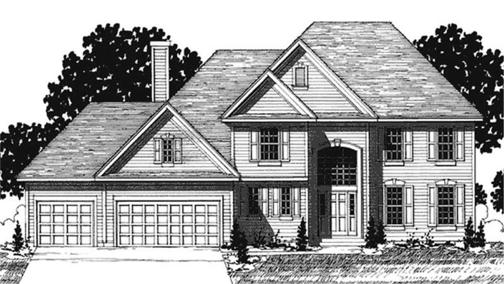 Front view of Colonial home (ThePlanCollection: House Plan #146-2154)