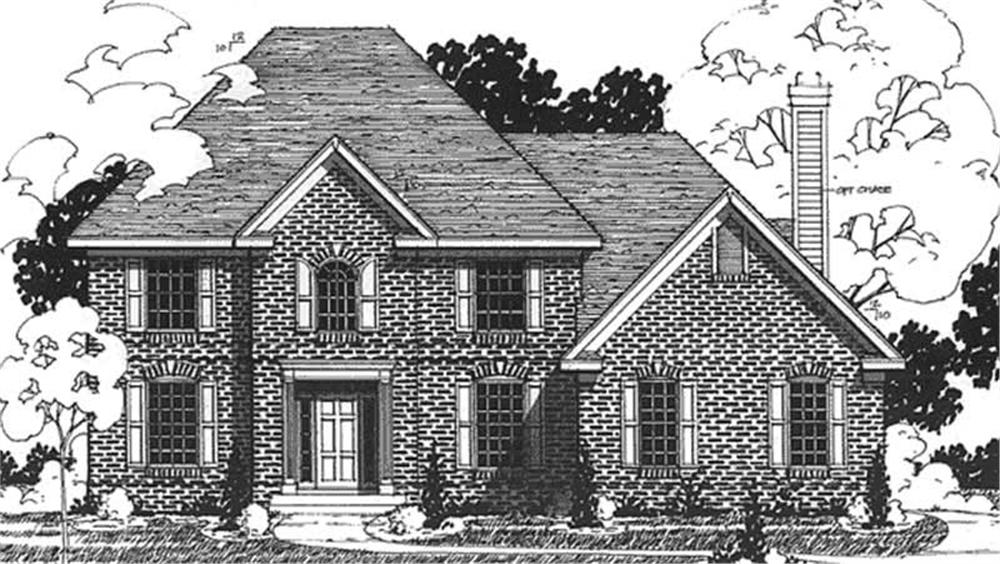 Front view of Colonial home (ThePlanCollection: House Plan #146-2161)