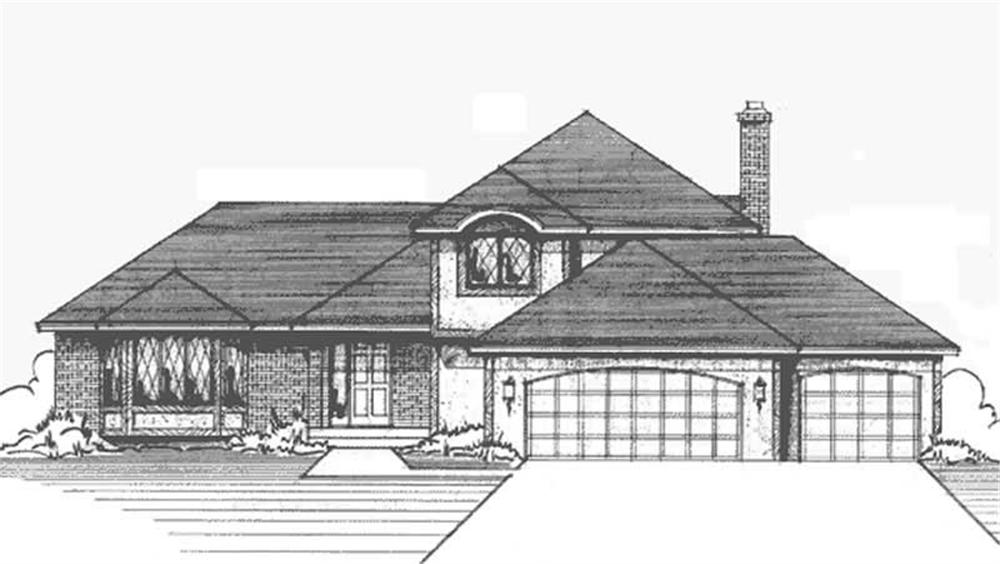Front view of European home (ThePlanCollection: House Plan #146-2171)