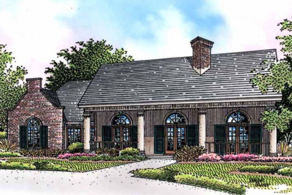 Front view of Country home (ThePlanCollection: House Plan #146-2173)