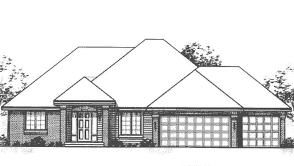 Front view of Ranch home (ThePlanCollection: House Plan #146-2175)
