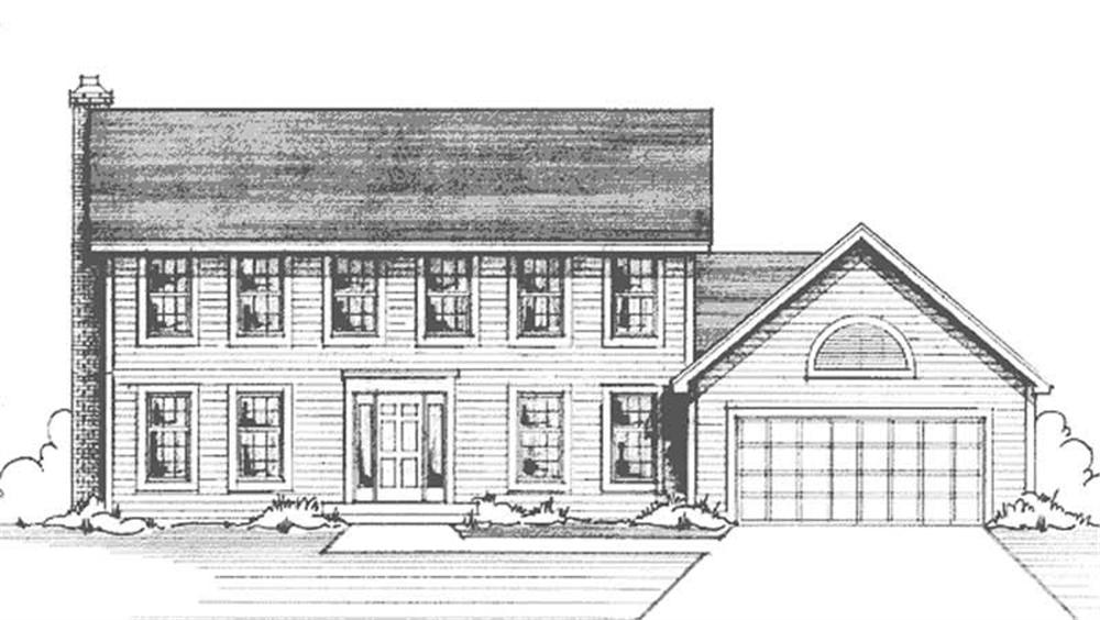 Front view of Colonial home (ThePlanCollection: House Plan #146-2176)