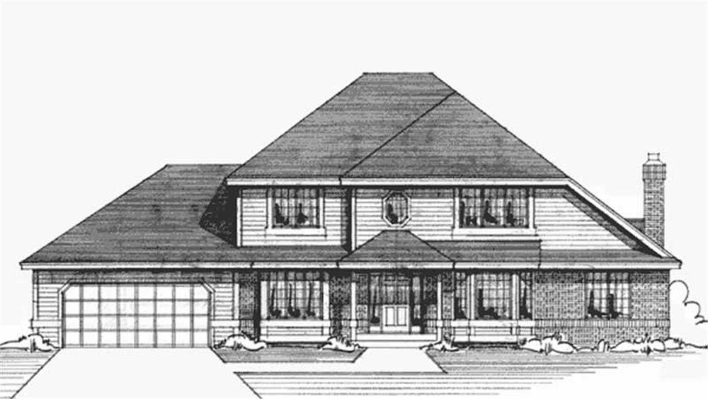Front view of Colonial home (ThePlanCollection: House Plan #146-2177)