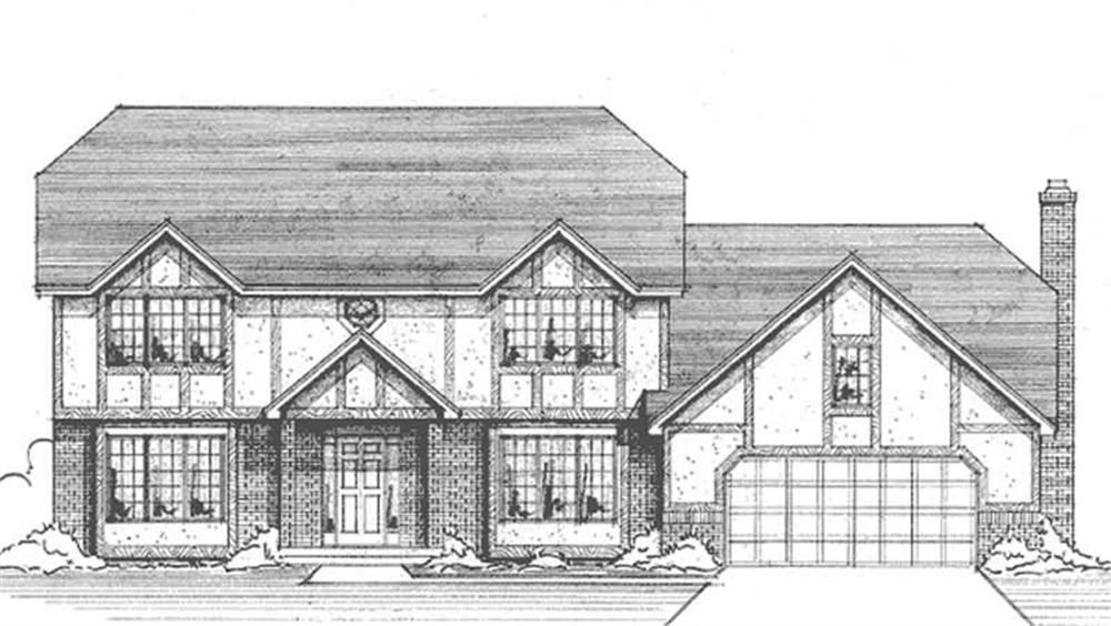 Front view of Colonial home (ThePlanCollection: House Plan #146-2184)