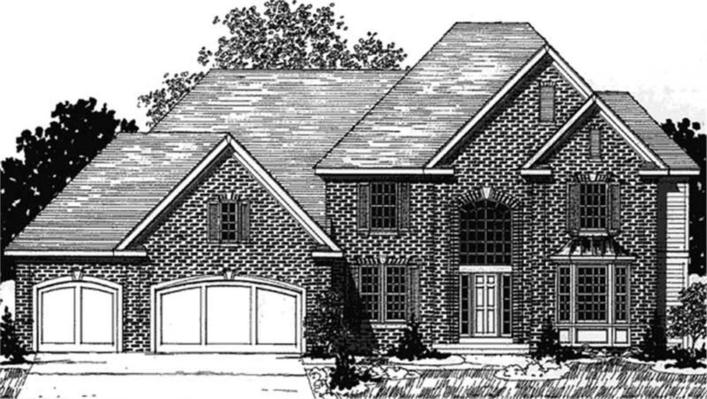 Front view of European home (ThePlanCollection: House Plan #146-2187)