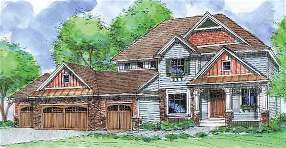 Front view of Country home (ThePlanCollection: House Plan #146-2188)