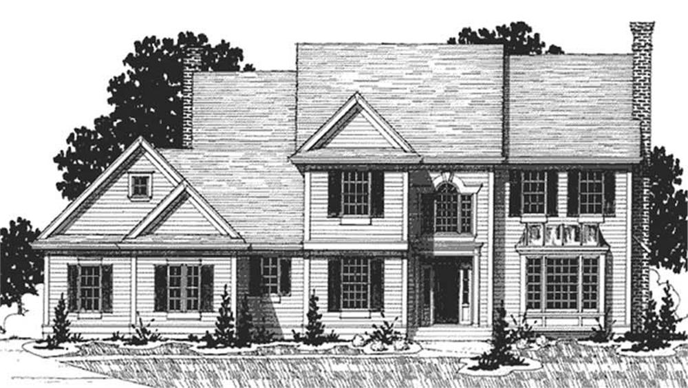 Front view of Colonial home (ThePlanCollection: House Plan #146-2189)