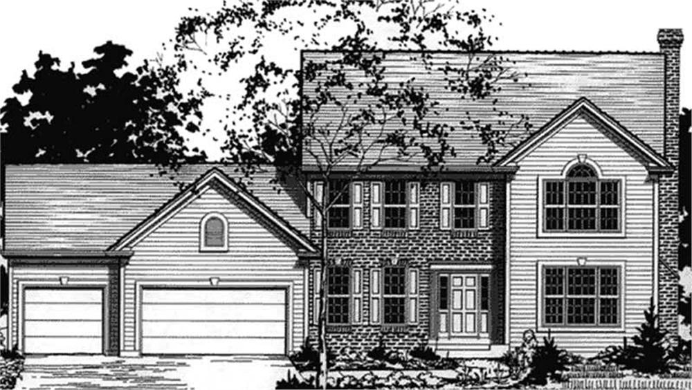Front view of Colonial home (ThePlanCollection: House Plan #146-2190)