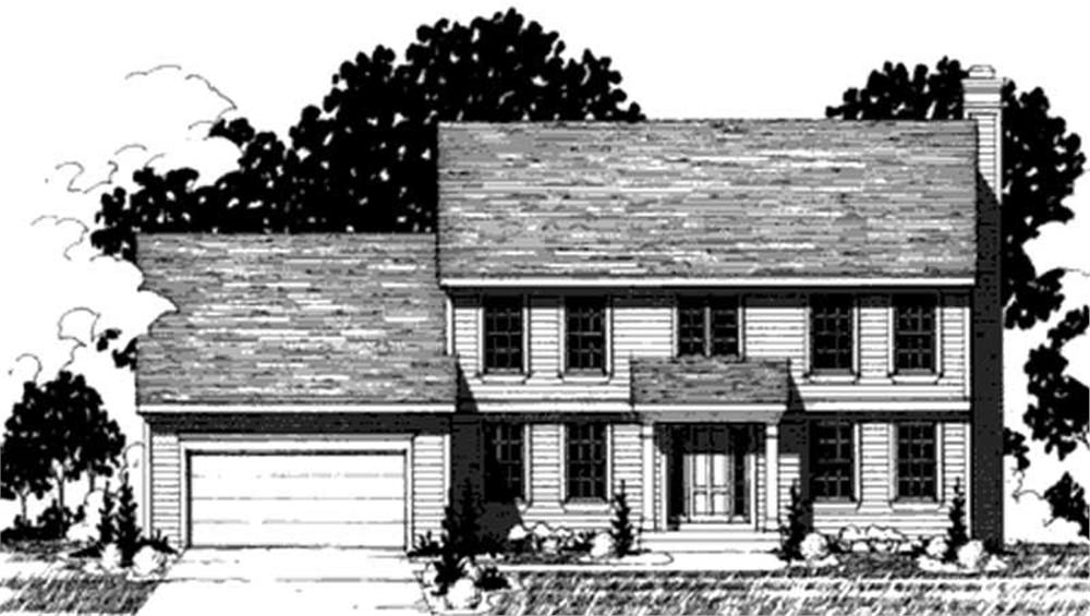 Front view of Colonial home (ThePlanCollection: House Plan #146-2196)
