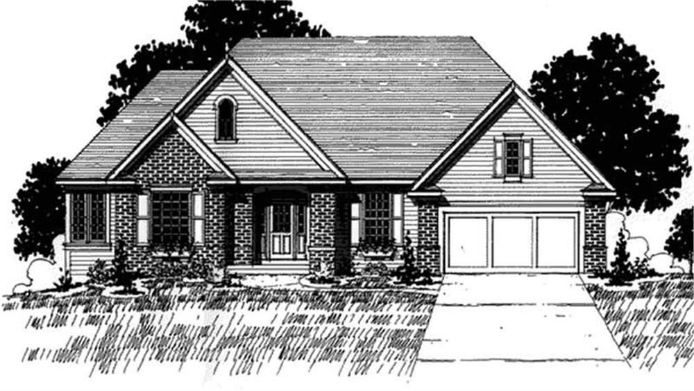 Front view of European home (ThePlanCollection: House Plan #146-2208)