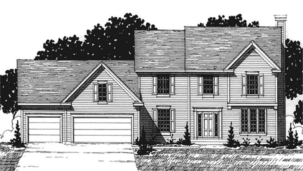 Front view of Colonial home (ThePlanCollection: House Plan #146-2212)