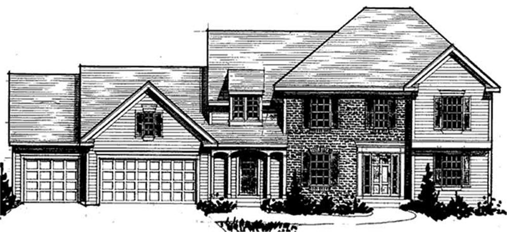 Front view of Colonial home (ThePlanCollection: House Plan #146-2215)