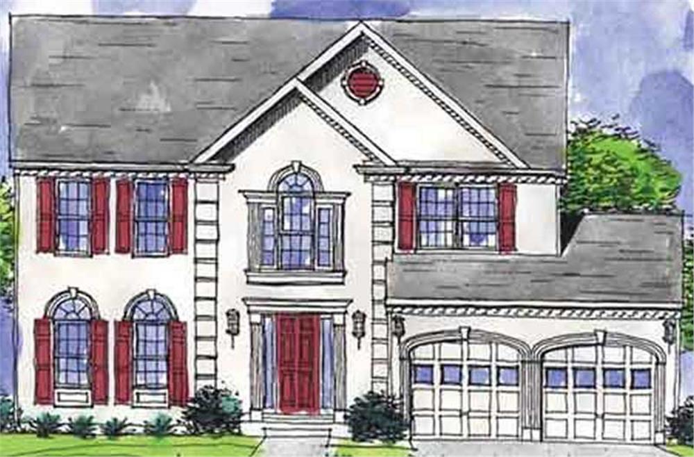 Front view of Colonial home (ThePlanCollection: House Plan #146-2227)