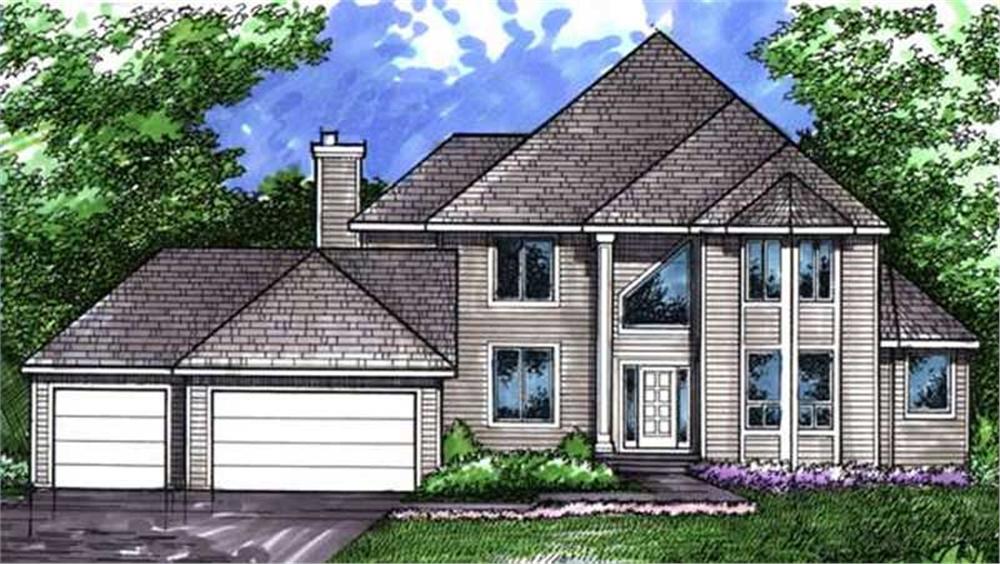 Front view of Country home (ThePlanCollection: House Plan #146-2235)