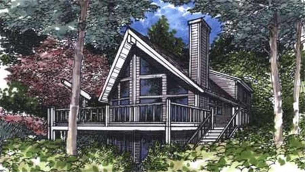 Front view of Log Cabin home (ThePlanCollection: House Plan #146-2240)
