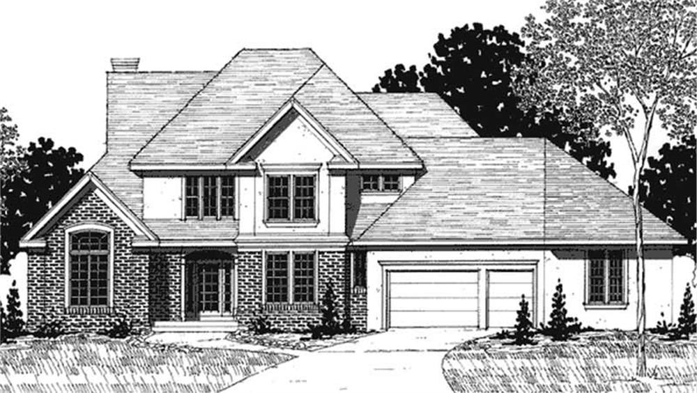 Front view of European home (ThePlanCollection: House Plan #146-2268)