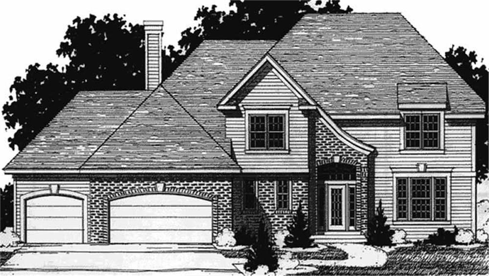Front view of European home (ThePlanCollection: House Plan #146-2278)