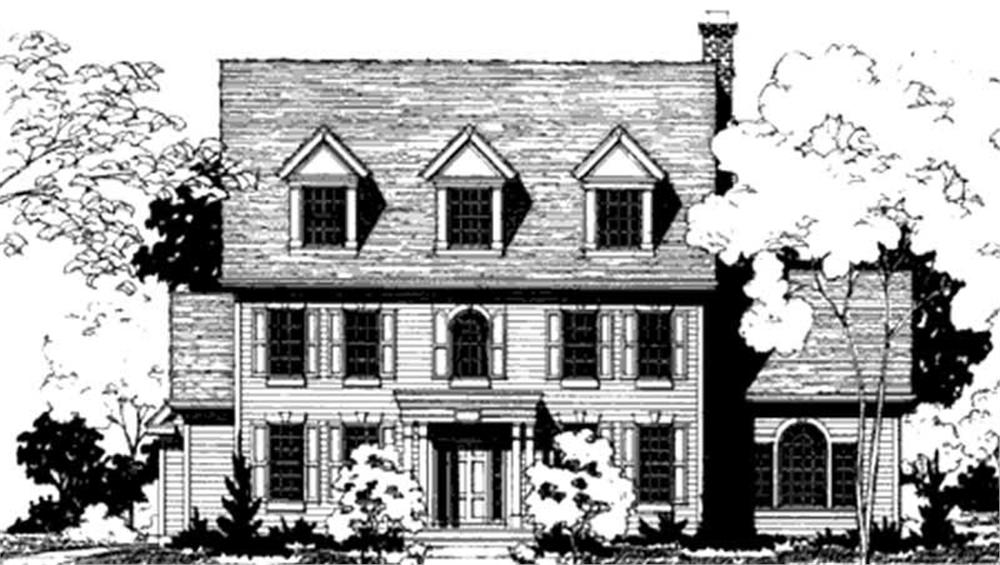 Front view of Colonial home (ThePlanCollection: House Plan #146-2281)