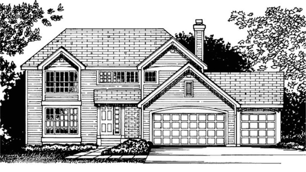 Front view of Country home (ThePlanCollection: House Plan #146-2299)
