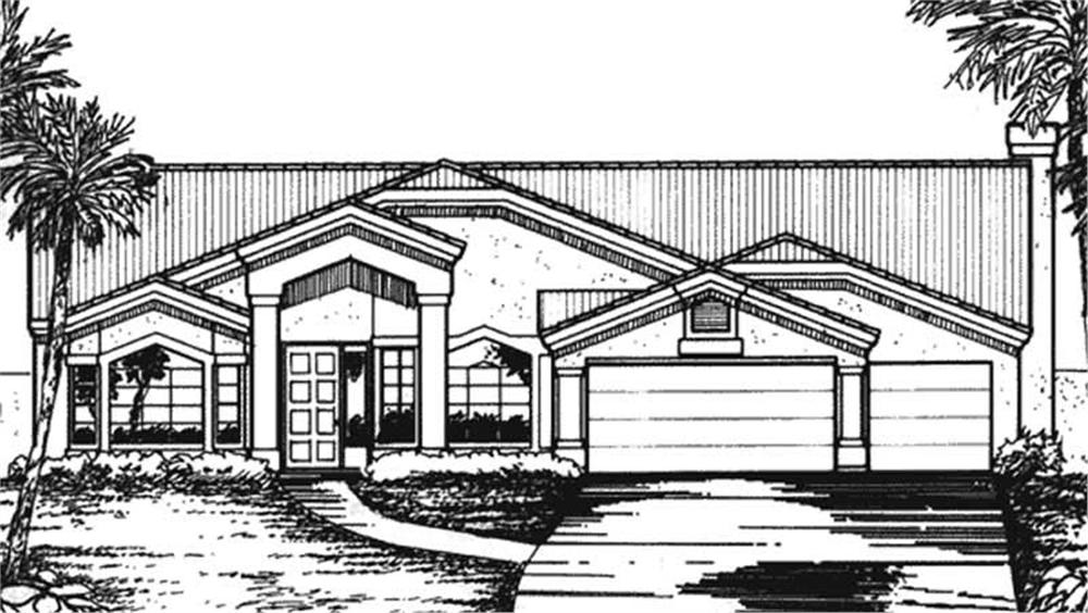 Front view of Florida Style home (ThePlanCollection: House Plan #146-2307)