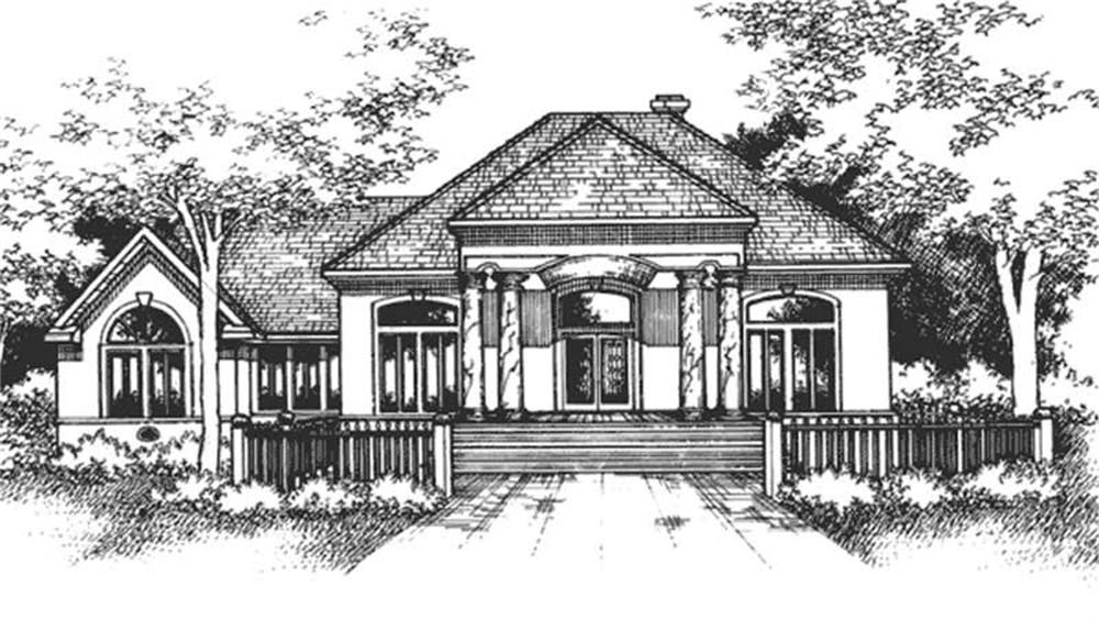 Front view of Florida Style home (ThePlanCollection: House Plan #146-2311)