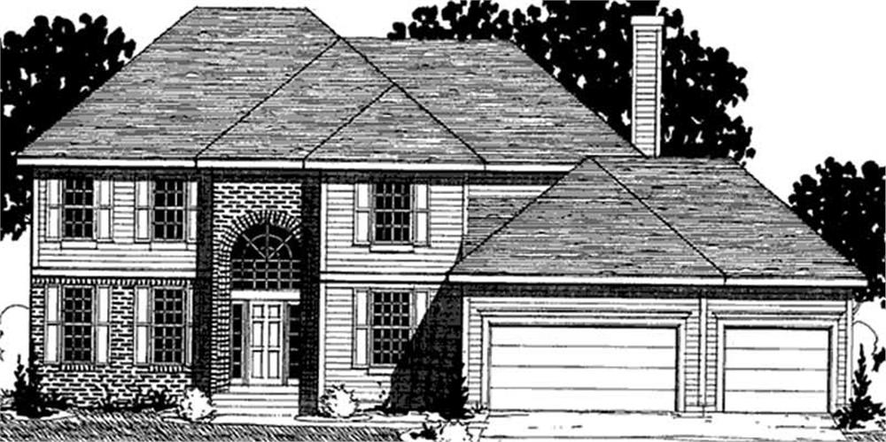 Front view of Colonial home (ThePlanCollection: House Plan #146-2322)