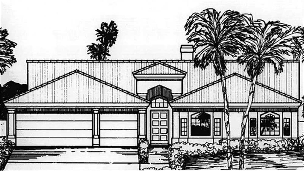 Front view of Florida Style home (ThePlanCollection: House Plan #146-2323)
