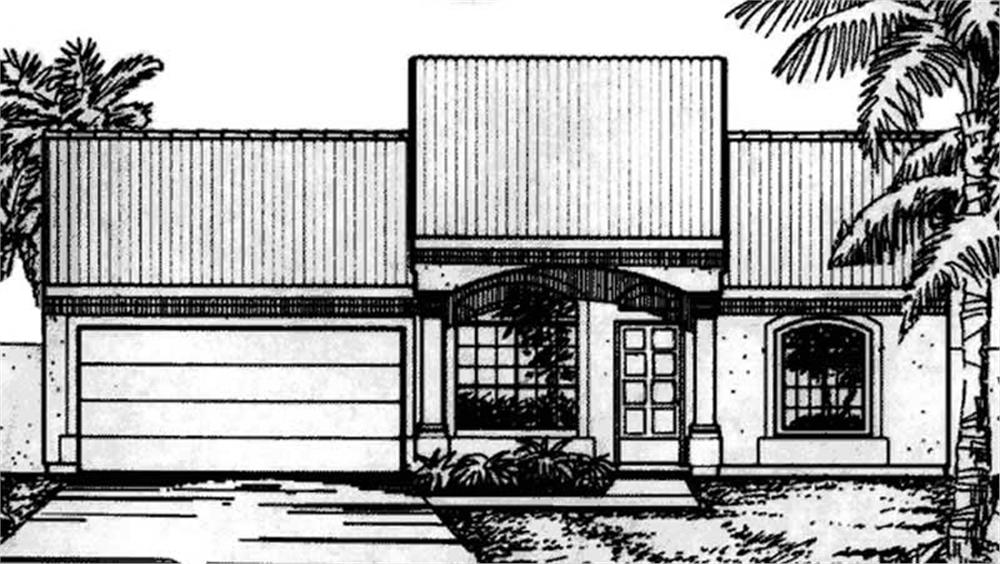 Front view of Florida Style home (ThePlanCollection: House Plan #146-2324)