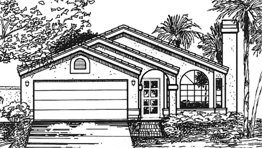 Front view of Florida Style home (ThePlanCollection: House Plan #146-2326)