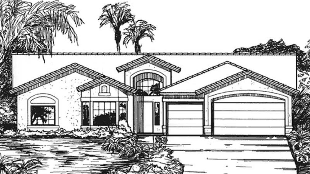Front view of Florida Style home (ThePlanCollection: House Plan #146-2330)