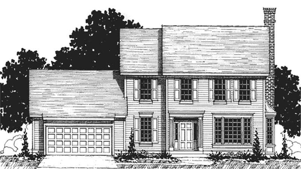 Front view of Colonial home (ThePlanCollection: House Plan #146-2343)