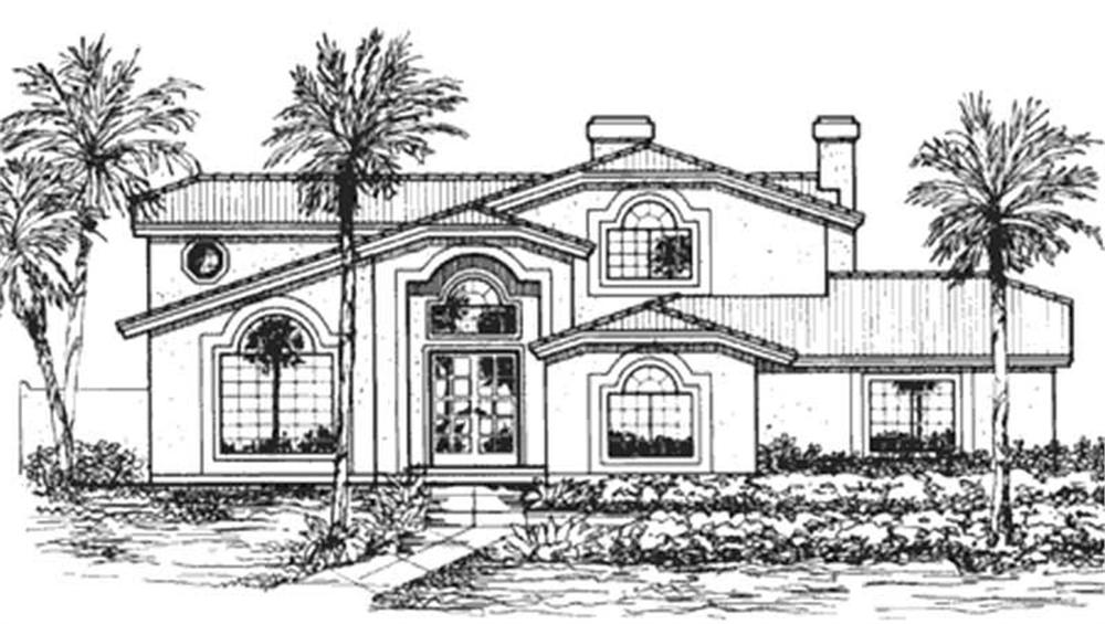 Front view of Florida Style home (ThePlanCollection: House Plan #146-2363)